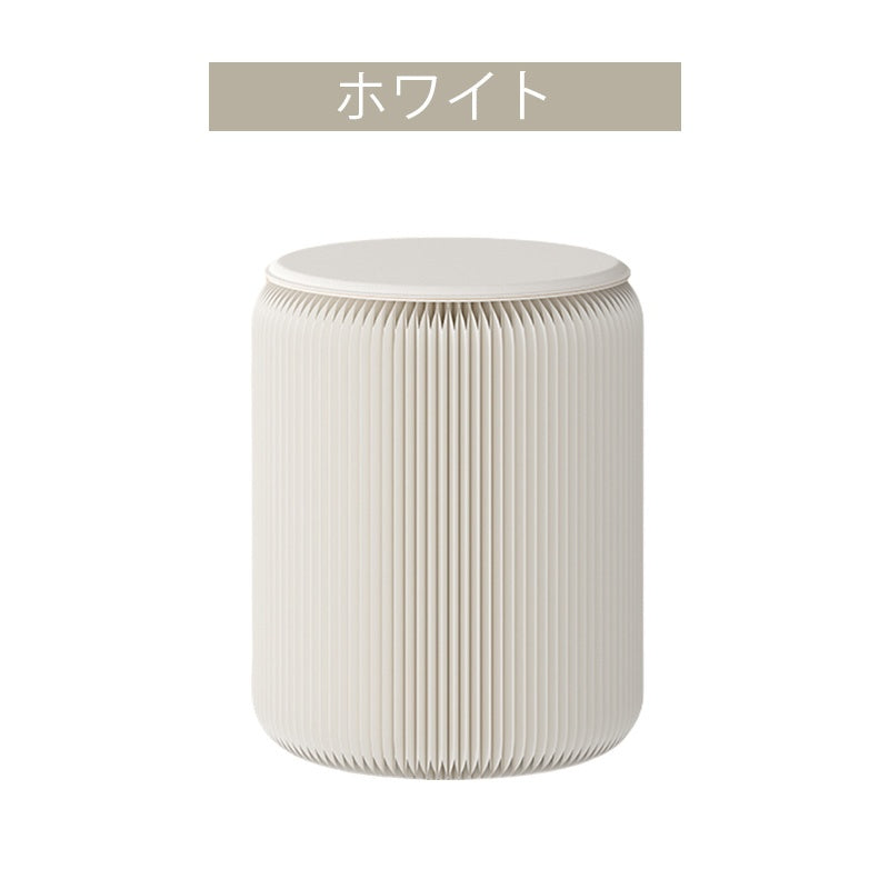 折りたたみチェア・高さ30cm/40cm・丸型スツール・軽量設計・紙素材構造・コンパクト収納・持ち運び便利・ホワイト/ブラウン