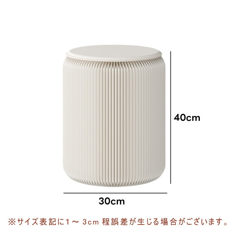 折りたたみチェア・高さ30cm/40cm・丸型スツール・軽量設計・紙素材構造・コンパクト収納・持ち運び便利・ホワイト/ブラウン
