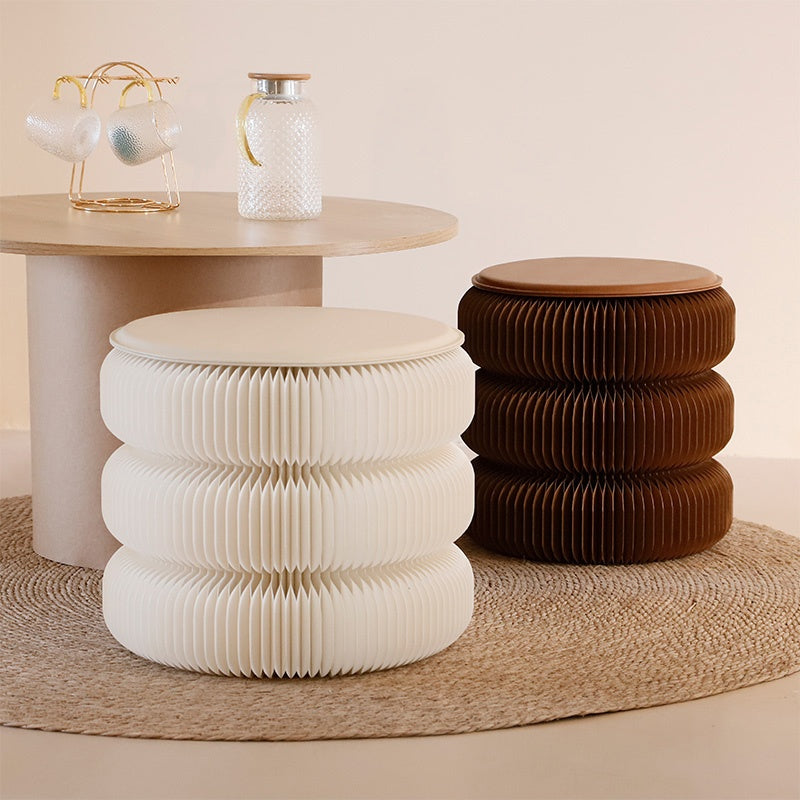 折りたたみ チェア おしゃれ 折りたたみチェア コンパクト おりたたみ 高さ30cm/40cm 丸型スツール 軽量設計 紙素材構造 コンパクト収納 持ち運び便利 ホワイト/ブラウン スツール 在宅ワーク 家具 整理 紙製 シンプル