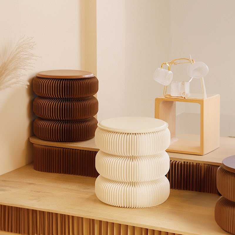 折りたたみ チェア おしゃれ 折りたたみチェア コンパクト おりたたみ 高さ30cm/40cm 丸型スツール 軽量設計 紙素材構造 コンパクト収納 持ち運び便利 ホワイト/ブラウン スツール 在宅ワーク 家具 整理 紙製 シンプル