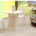 Casaconer | ダイニングテーブル・ラウンドテーブル・丸型・組立・折りたたみ収納可・軽量デザイン・紙素材脚部・モダンインテリアに最適・ホワイト/ブラウン