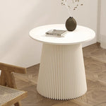 Casaconer | ダイニングテーブル・ラウンドテーブル・丸型・組立・折りたたみ収納可・軽量デザイン・紙素材脚部・モダンインテリアに最適・ホワイト/ブラウン