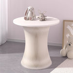 Casaconer | ダイニングテーブル・ラウンドテーブル・丸型・組立・折りたたみ収納可・軽量デザイン・紙素材脚部・モダンインテリアに最適・ホワイト/ブラウン