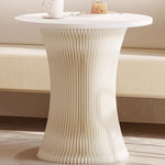 Casaconer | ダイニングテーブル・ラウンドテーブル・丸型・組立・折りたたみ収納可・軽量デザイン・紙素材脚部・モダンインテリアに最適・ホワイト/ブラウン