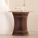 Casaconer | ダイニングテーブル・ラウンドテーブル・丸型・組立・折りたたみ収納可・軽量デザイン・紙素材脚部・モダンインテリアに最適・ホワイト/ブラウン