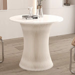 Casaconer | ダイニングテーブル・ラウンドテーブル・丸型・組立・折りたたみ収納可・軽量デザイン・紙素材脚部・モダンインテリアに最適・ホワイト/ブラウン