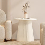 Casaconer | ダイニングテーブル・ラウンドテーブル・丸型・組立・折りたたみ収納可・軽量デザイン・紙素材脚部・モダンインテリアに最適・ホワイト/ブラウン