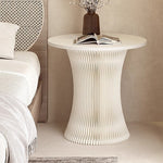 Casaconer | ダイニングテーブル・ラウンドテーブル・丸型・組立・折りたたみ収納可・軽量デザイン・紙素材脚部・モダンインテリアに最適・ホワイト/ブラウン