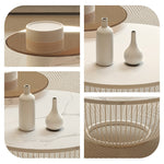 セラミック 丸型テーブル リビングテーブル モダン シンプル 小型 セットテーブル 組み合わせテーブル デザイン性 可愛い 大理石柄 ホワイト 小空間向け