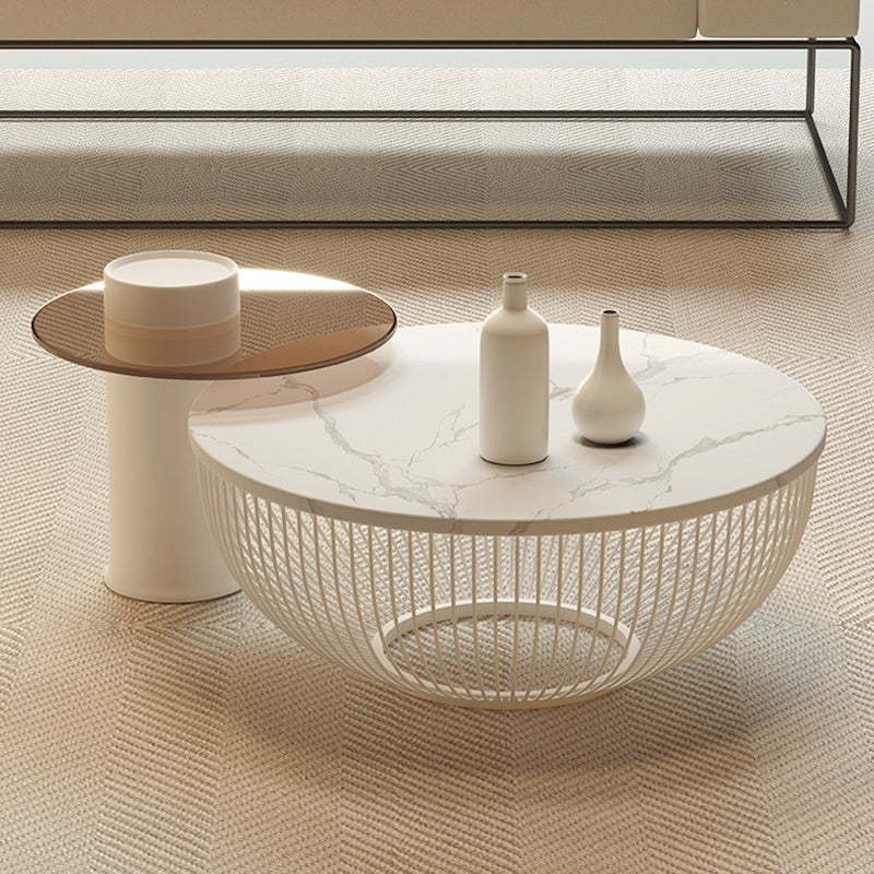 セラミック 丸型テーブル リビングテーブル モダン シンプル 小型 セットテーブル 組み合わせテーブル デザイン性 可愛い 大理石柄 ホワイト 小空間向け