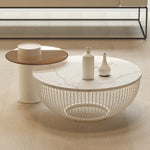 セラミック 丸型テーブル リビングテーブル モダン シンプル 小型 セットテーブル 組み合わせテーブル デザイン性 可愛い 大理石柄 ホワイト 小空間向け