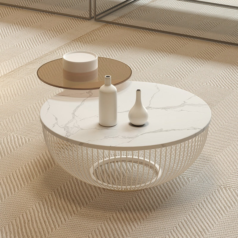 セラミック 丸型テーブル リビングテーブル モダン シンプル 小型 セットテーブル 組み合わせテーブル デザイン性 可愛い 大理石柄 ホワイト 小空間向け