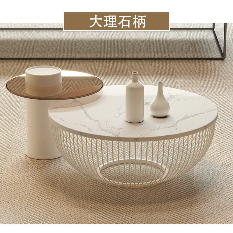 セラミック 丸型テーブル リビングテーブル モダン シンプル 小型 セットテーブル 組み合わせテーブル デザイン性 可愛い 大理石柄 ホワイト 小空間向け