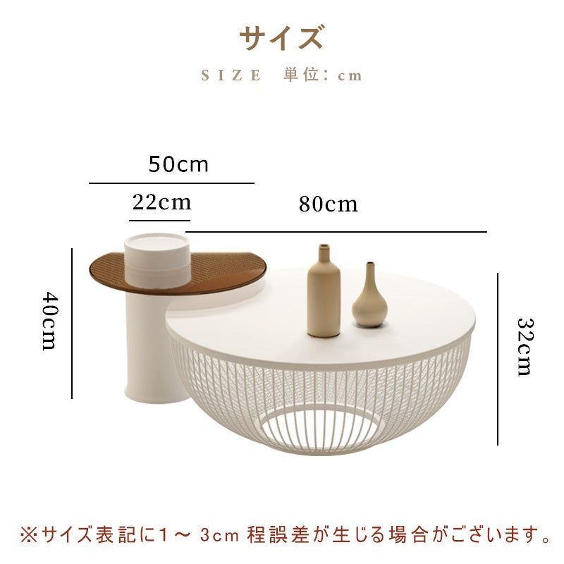 セラミック 丸型テーブル リビングテーブル モダン シンプル 小型 セットテーブル 組み合わせテーブル デザイン性 可愛い 大理石柄 ホワイト 小空間向け