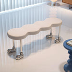 PUレザー デザインベンチ 可愛い 長椅子 シンプル クリエイティブ 金属脚 ユニーク ホワイト 白 ブラック 黒 ダイニングチェア インテリアベンチ モダン