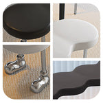 PUレザー デザインベンチ 可愛い 長椅子 シンプル クリエイティブ 金属脚 ユニーク ホワイト 白 ブラック 黒 ダイニングチェア インテリアベンチ モダン