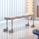 PUレザー デザインベンチ 可愛い 長椅子 シンプル クリエイティブ 金属脚 ユニーク ホワイト 白 ブラック 黒 ダイニングチェア インテリアベンチ モダン