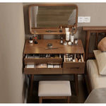 Casaconer | ドレッサー・テーブル・2点セット・ドレッサーデスク・おしゃれ・卓上・コンパクト・木製・木・幅80cm・省スペース・収納・メイクテーブル・カフェ・化粧台・スリム・鏡台・パソコンデスク・ワンルーム・一人暮らし・可愛い・北欧・ナチュラル・引き出し付き