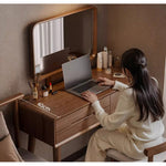 Casaconer | ドレッサー・テーブル・2点セット・ドレッサーデスク・おしゃれ・卓上・コンパクト・木製・木・幅80cm・省スペース・収納・メイクテーブル・カフェ・化粧台・スリム・鏡台・パソコンデスク・ワンルーム・一人暮らし・可愛い・北欧・ナチュラル・引き出し付き