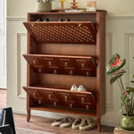 シューズラック スリム おしゃれ 木製 3段 幅120 下駄箱 靴箱 収納 玄関収納 おしゃれ 靴 省 スペース ラック 靴収納 靴入れ 大容量 シンプル 薄型 靴棚 木製 シューズ 北欧 収納棚 スニーカー コンパクト スリッパラック ブーツ ブラウン