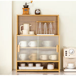 Casaconer | キッチンラック・スリム・卓上食器棚・幅55cm・食器棚・卓上・本棚・一人暮らし・カウンター上・キッチン・卓上ラック・小さめ・収納・ラック・卓上・本棚・ミニ・調味料ラック・オープンラック・竹製・引き戸・調味料ラック・小型・省スペース・ミニ食器棚