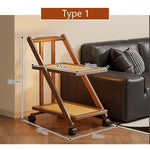 Casaconer | 折りたたみサイドワゴン・キャスター付き・収納ワゴン・ラタン調天板・竹製・多機能ワゴン・2段/3段タイプ・ウォルナットカラー・おしゃれ・キッチンワゴン・ブックワゴン・サイドテーブル・コンパクト収納