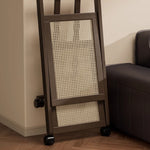 折りたたみサイドワゴン・キャスター付き・収納ワゴン・ラタン調天板・竹製・多機能ワゴン・2段/3段タイプ・ウォルナットカラー・おしゃれ・キッチンワゴン・ブックワゴン・サイドテーブル・コンパクト収納