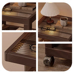 Casaconer | サイドテーブル・ナイトテーブル・サイドワゴン・キャスター付き・アクリル天板・竹製・収納ワゴン・ミニワゴン・3段タイプ・ウォルナットカラー・おしゃれ・ブックワゴン・キッチンワゴン・サイドテーブル・幅30cm/40cm・コンパクト収納