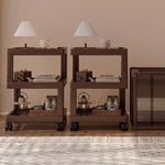 Casaconer | サイドテーブル・ナイトテーブル・サイドワゴン・キャスター付き・アクリル天板・竹製・収納ワゴン・ミニワゴン・3段タイプ・ウォルナットカラー・おしゃれ・ブックワゴン・キッチンワゴン・サイドテーブル・幅30cm/40cm・コンパクト収納