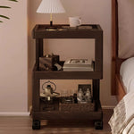 Casaconer | サイドテーブル・ナイトテーブル・サイドワゴン・キャスター付き・アクリル天板・竹製・収納ワゴン・ミニワゴン・3段タイプ・ウォルナットカラー・おしゃれ・ブックワゴン・キッチンワゴン・サイドテーブル・幅30cm/40cm・コンパクト収納