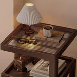 Casaconer | サイドテーブル・ナイトテーブル・サイドワゴン・キャスター付き・アクリル天板・竹製・収納ワゴン・ミニワゴン・3段タイプ・ウォルナットカラー・おしゃれ・ブックワゴン・キッチンワゴン・サイドテーブル・幅30cm/40cm・コンパクト収納