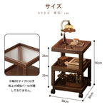 Casaconer | サイドテーブル・ナイトテーブル・サイドワゴン・キャスター付き・アクリル天板・竹製・収納ワゴン・ミニワゴン・3段タイプ・ウォルナットカラー・おしゃれ・ブックワゴン・キッチンワゴン・サイドテーブル・幅30cm/40cm・コンパクト収納