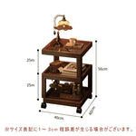 Casaconer | サイドテーブル・ナイトテーブル・サイドワゴン・キャスター付き・アクリル天板・竹製・収納ワゴン・ミニワゴン・3段タイプ・ウォルナットカラー・おしゃれ・ブックワゴン・キッチンワゴン・サイドテーブル・幅30cm/40cm・コンパクト収納