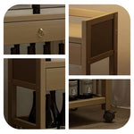 Casaconer | サイドテーブル・ナイトテーブル・サイドワゴン・竹製・収納ワゴン・キャスター付き・ミニワゴン・ウォルナットカラー・おしゃれ・ブックワゴン・キッチンワゴン・サイドテーブル・幅35cm/50cm・コンパクト収納