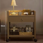 Casaconer | サイドテーブル・ナイトテーブル・サイドワゴン・竹製・収納ワゴン・キャスター付き・ミニワゴン・ウォルナットカラー・おしゃれ・ブックワゴン・キッチンワゴン・サイドテーブル・幅35cm/50cm・コンパクト収納