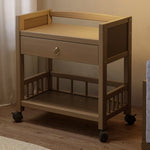 Casaconer | サイドテーブル・ナイトテーブル・サイドワゴン・竹製・収納ワゴン・キャスター付き・ミニワゴン・ウォルナットカラー・おしゃれ・ブックワゴン・キッチンワゴン・サイドテーブル・幅35cm/50cm・コンパクト収納