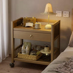 Casaconer | サイドテーブル・ナイトテーブル・サイドワゴン・竹製・収納ワゴン・キャスター付き・ミニワゴン・ウォルナットカラー・おしゃれ・ブックワゴン・キッチンワゴン・サイドテーブル・幅35cm/50cm・コンパクト収納