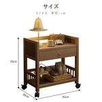 Casaconer | サイドテーブル・ナイトテーブル・サイドワゴン・竹製・収納ワゴン・キャスター付き・ミニワゴン・ウォルナットカラー・おしゃれ・ブックワゴン・キッチンワゴン・サイドテーブル・幅35cm/50cm・コンパクト収納