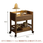 Casaconer | サイドテーブル・ナイトテーブル・サイドワゴン・竹製・収納ワゴン・キャスター付き・ミニワゴン・ウォルナットカラー・おしゃれ・ブックワゴン・キッチンワゴン・サイドテーブル・幅35cm/50cm・コンパクト収納