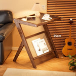 Casaconer | サイドテーブル・Z字フレーム・竹製・アクリル天板・ラタン調収納付き・ミニテーブル・おしゃれ・ナイトテーブル・ブックスタンド・幅45cm/55cm・ウォルナットカラー・コンパクト・サイドワゴン・リビング・寝室用