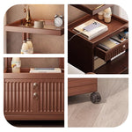 Casaconer | ナイトテーブル・サイドテーブル・キャスター付き・引き出し収納付き・アクリル天板・竹製・おしゃれ・ミニワゴン・サイドワゴン・ベッドサイドテーブル・60cm高さ・ウォルナットカラー・コンパクト・寝室用