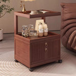 Casaconer | ナイトテーブル・サイドテーブル・キャスター付き・引き出し収納付き・アクリル天板・竹製・おしゃれ・ミニワゴン・サイドワゴン・ベッドサイドテーブル・60cm高さ・ウォルナットカラー・コンパクト・寝室用