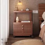 Casaconer | ナイトテーブル・サイドテーブル・キャスター付き・引き出し収納付き・アクリル天板・竹製・おしゃれ・ミニワゴン・サイドワゴン・ベッドサイドテーブル・60cm高さ・ウォルナットカラー・コンパクト・寝室用