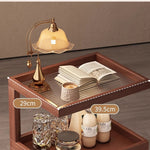 Casaconer | ナイトテーブル・サイドテーブル・キャスター付き・引き出し収納付き・アクリル天板・竹製・おしゃれ・ミニワゴン・サイドワゴン・ベッドサイドテーブル・60cm高さ・ウォルナットカラー・コンパクト・寝室用