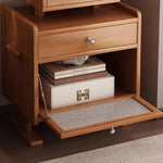 Casaconer | サイドテーブル・ナイトテーブル・竹製・ロボット風デザイン・ナイトテーブル・アクリル板収納・引き出し付き・多機能・収納棚・幅53cm・コンパクト・おしゃれ・竹材・サイドチェスト