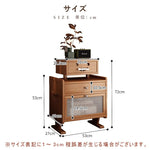 Casaconer | サイドテーブル・ナイトテーブル・竹製・ロボット風デザイン・ナイトテーブル・アクリル板収納・引き出し付き・多機能・収納棚・幅53cm・コンパクト・おしゃれ・竹材・サイドチェスト