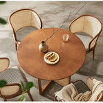 丸テーブル,ダイニングテーブル,2人掛け,4人掛け,ラタン,カフェ風,おしゃれ,無垢材,ナチュラル,自然な天板