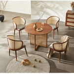 丸テーブル,ダイニングテーブル,2人掛け,4人掛け,ラタン,カフェ風,おしゃれ,無垢材,ナチュラル,自然な風合い