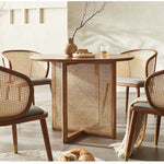 丸テーブル,ダイニングテーブル,2人掛け,4人掛け,ラタン,カフェ風,おしゃれ,無垢材,ナチュラル,丈夫さ