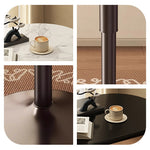 Casaconer | 昇降式サイドテーブル・センターテーブル・セラミック天板・丸形ステンレス脚・幅70×奥行40cm・高さ60~80cm・油圧式昇降・ブラック/ホワイト・コンパクトテーブル・多機能・おしゃれ・一人暮らし